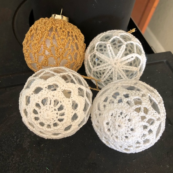 Set of four Crocheted Christmas Bulbs